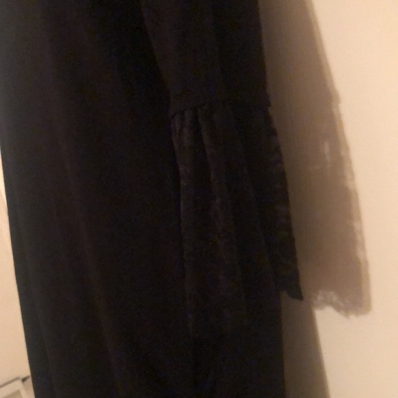 Alison Andrews rayon ruched 1x black dress 3/4 bell lace sleeve - Picture 10 of 11
